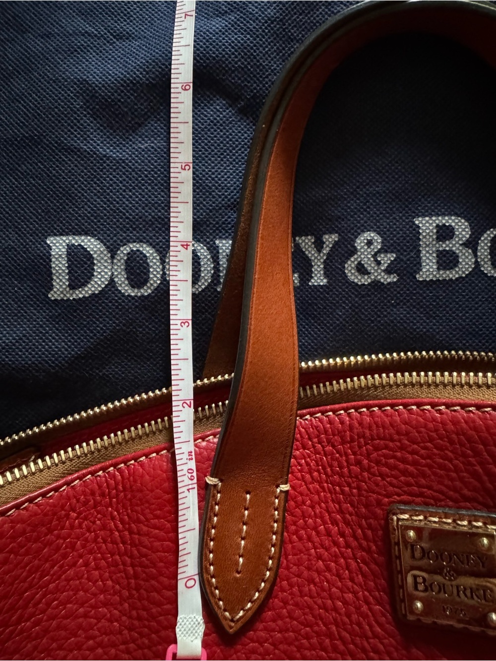 Dooney & Bourke Pebble Grain Zip Zip Satchel Red & Brown Like New - Picture 8 of 12